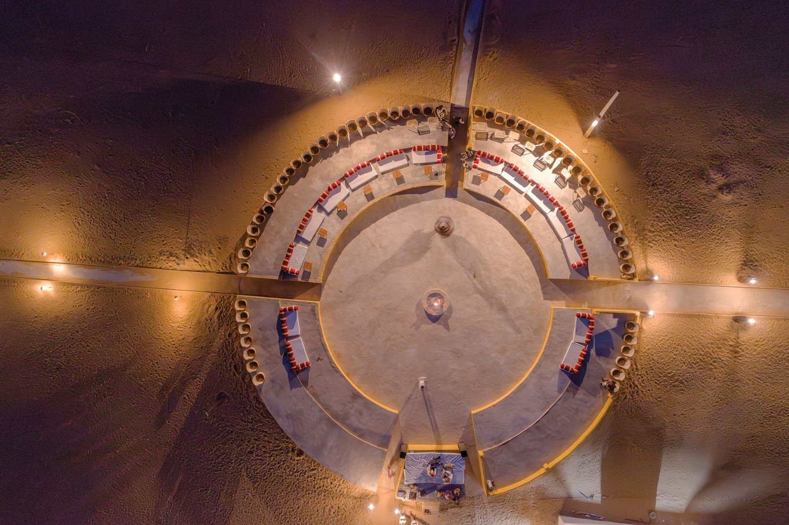 Aerial view of the desert camp grounds at Dangri Desert Camp, Jaisalmer